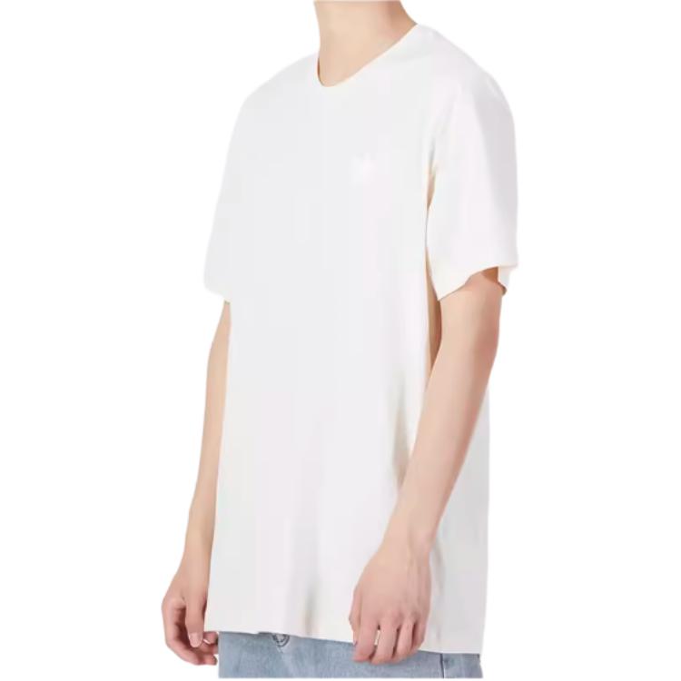 adidas Originals Trefoil Solid Logo Casual Crew Neck T-Shirt Men Tops Off-White HN0995