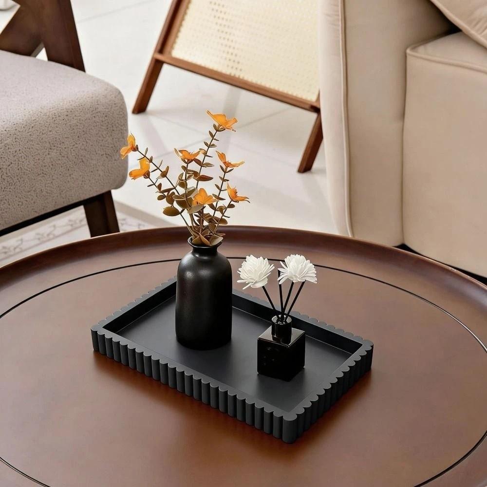 Serving Tray Silicone Candle Holder Tray Wavy Square Table DecorationTrays Multi-purpose Washable Trinket Holder Coffee Table