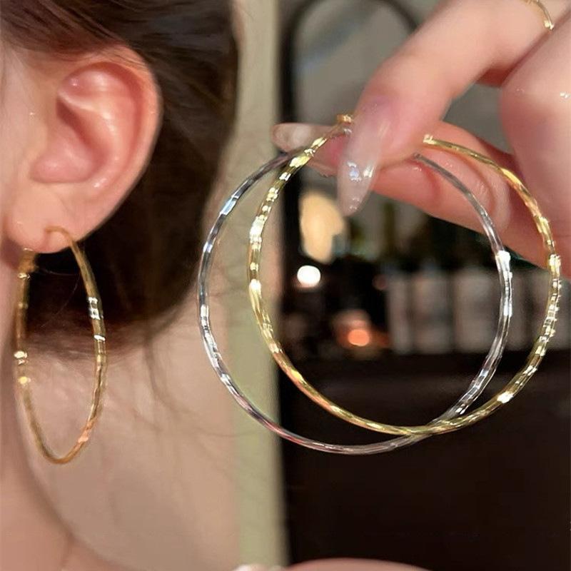 Goldpigmentierte Creolen für Damen, High-End, übertriebene und atmosphärische Ohrringe, neuer beliebter Stil, schlichte Creolen mit Temperament