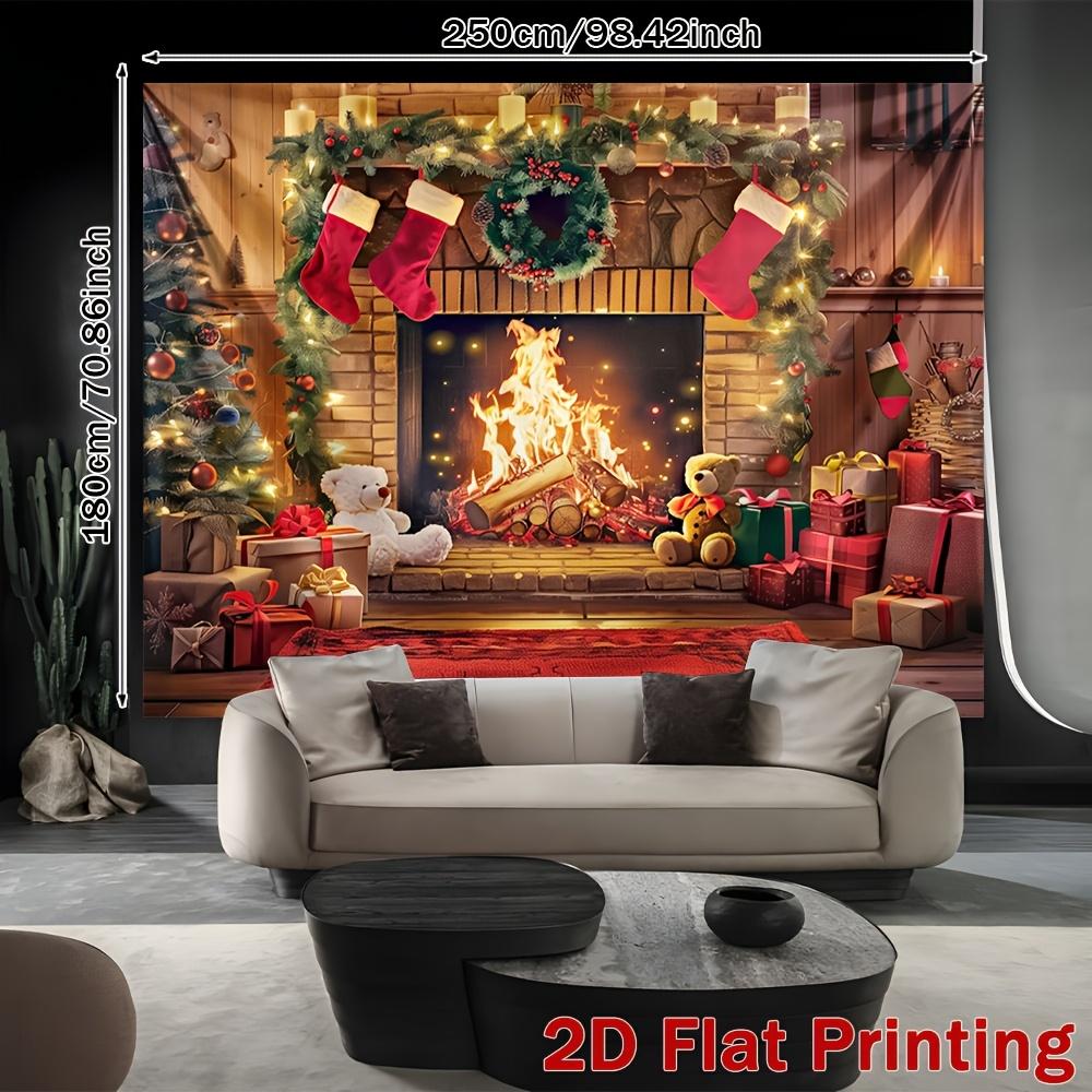 1Pcs Christmas Fireplace Stockin Decoration Background Bedroom Backdrop Decorations For Photo Studio Photo Booth Christmas Party