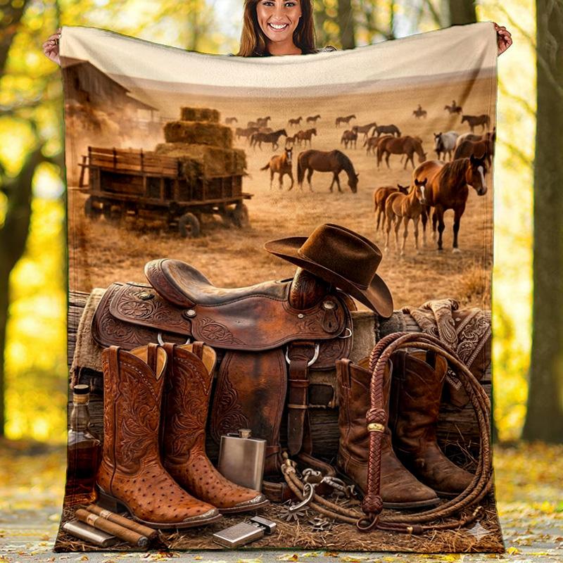 London Cityscape Sunset Scenery Fleece Printed Flannel Blanket, Warm Soft Throw Sofa Bed Blanket