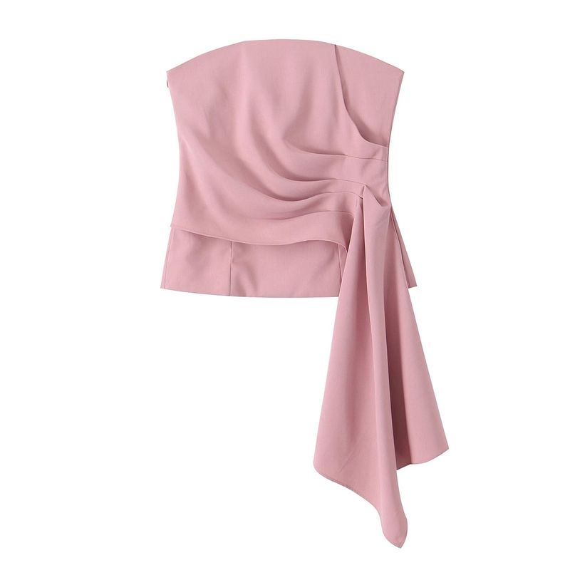 

Spring New Women clothes Pleat Corset Top 8936324 High Waist Trumpet pants 8899324 Pink Tops M