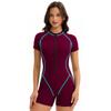 European and American short-sleeved sports swimsuit women's one-piece flat-angle surf suit sun protection zipper swimsuit