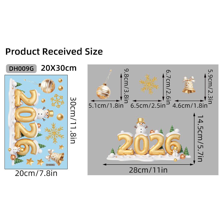 Christmas Snowflake Elk Snowman Glass Sticker Noel Ornaments Xmas Wall Stickers Merry Christma Decor Happy New Year Sticker