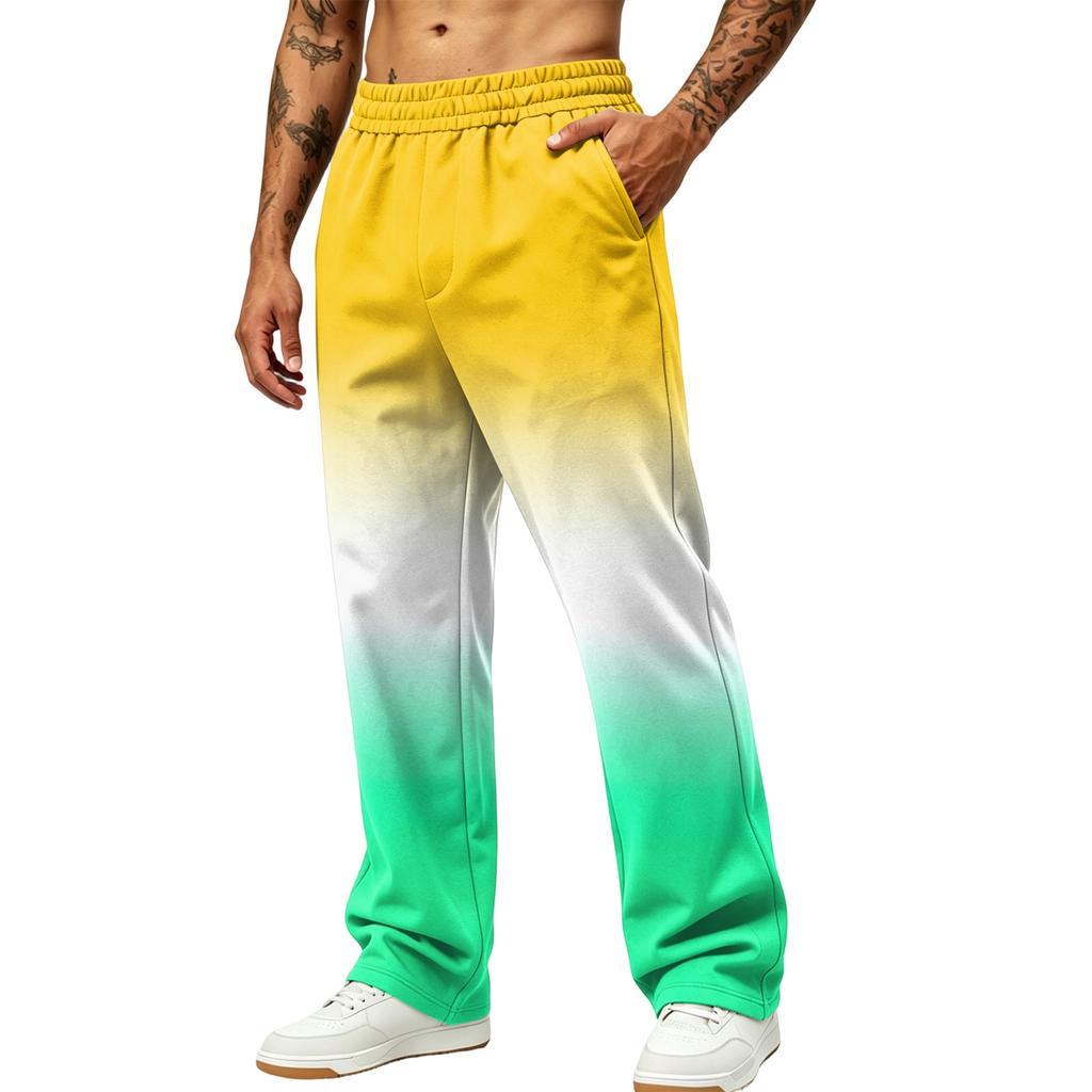 Men's Printed Wide Leg Jogger Sweatpants with Pockets for Casual Athletic Wear