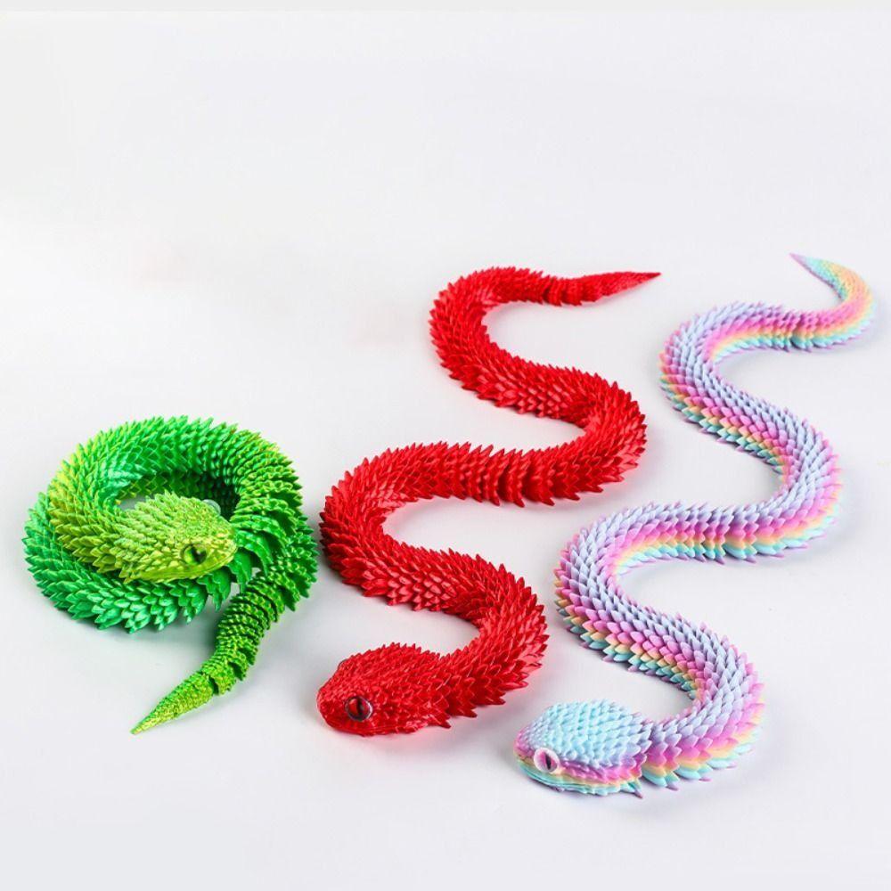 30/45/60cm 3D Printed Snake Toy Multicolor Animal Simulation Model Car Decoration