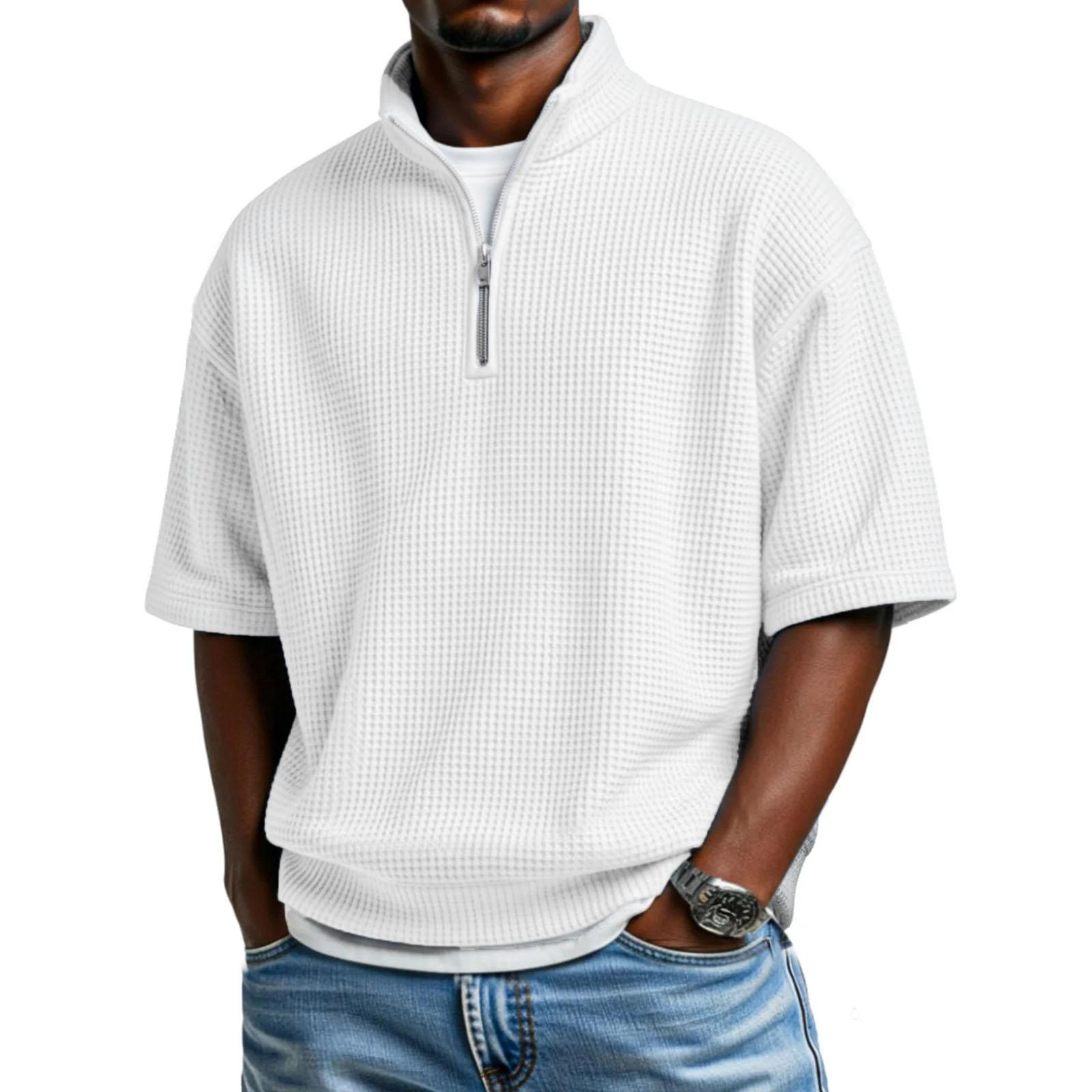 

Men s Casual Quarter-Zip Short-Sleeve Top XXXXL