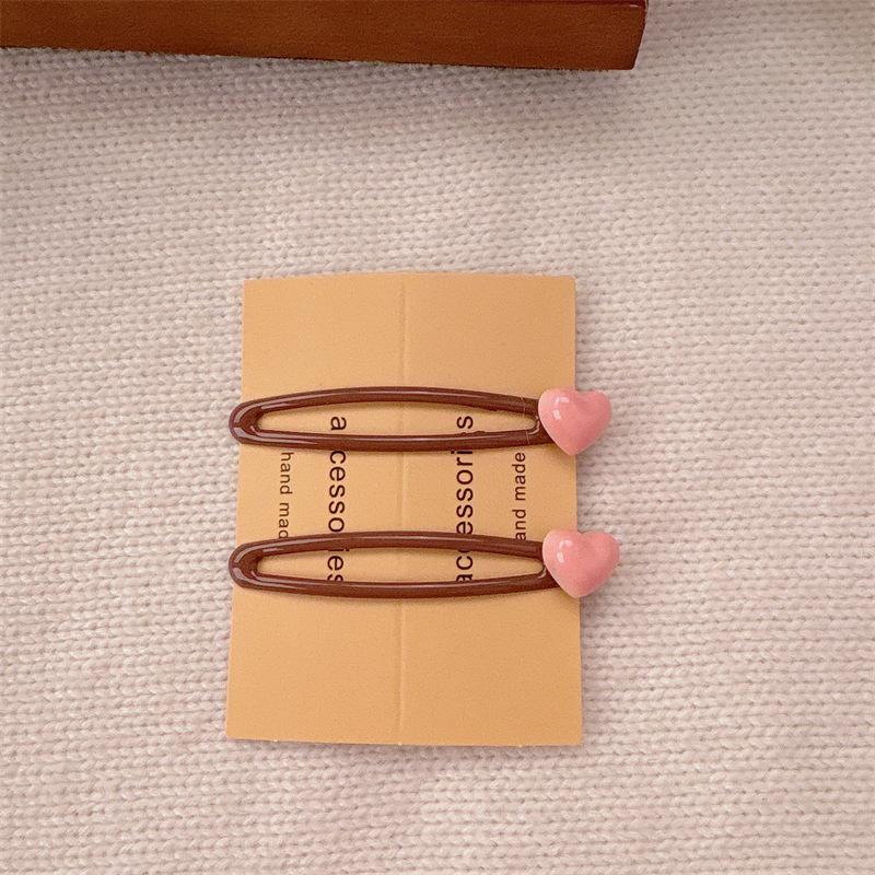 1Pair Sweet Girls Hairpins Bangs Hair Clips Korean Fashion Barrettes Love Heart Decor Y2K Girls Charm Hairgrips Hair Ornaments