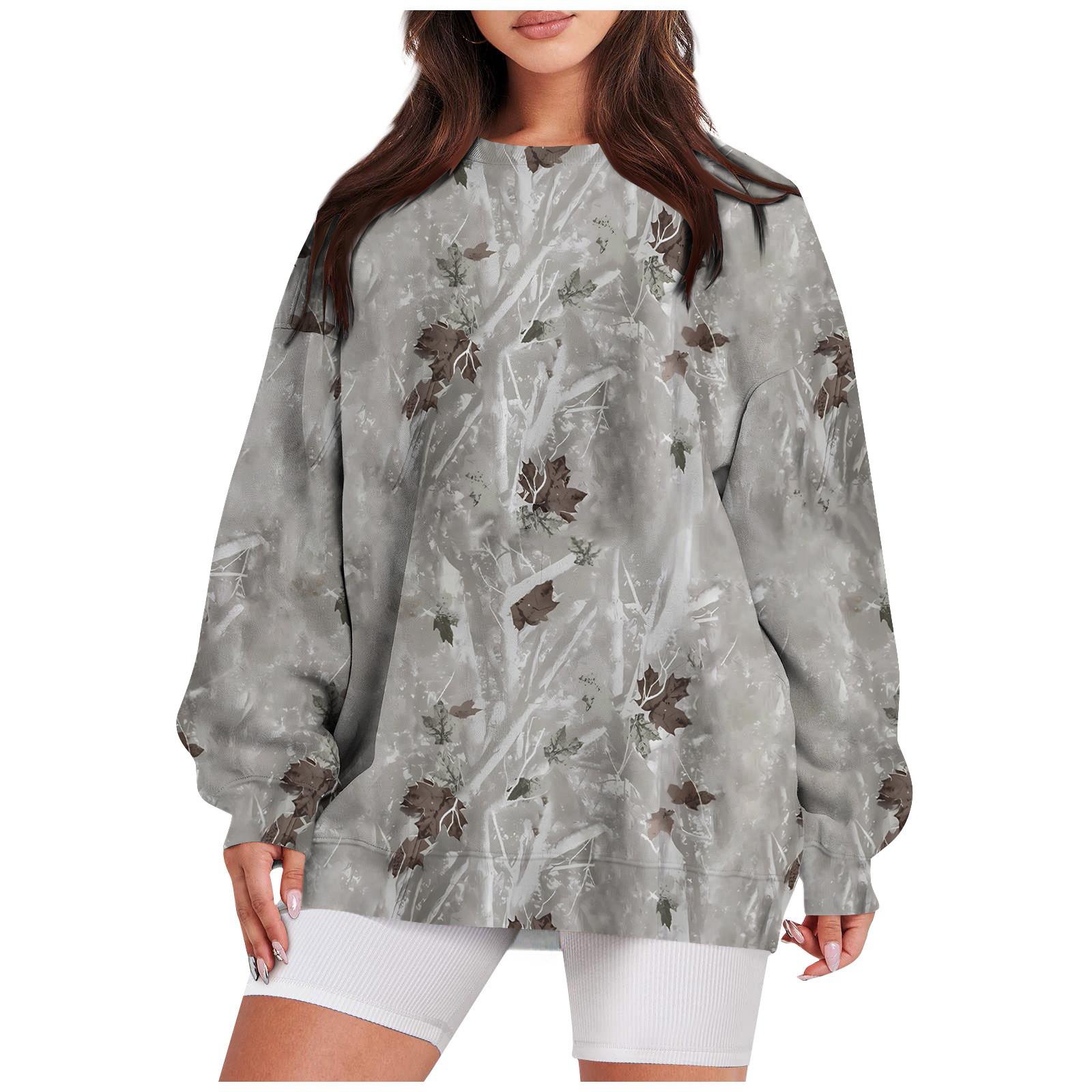 

Женская повседневная модная винтажная толстовка с длинным рукавом и круглым вырезом с принтом, многослойный пуловер, топ XXL серый