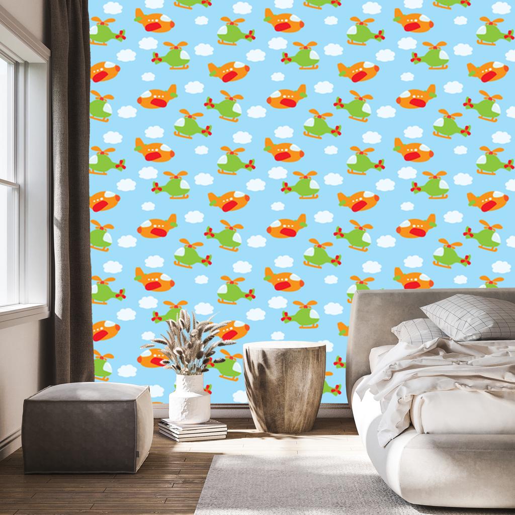 Wallpaper Fairytale Helicopters and Planes for the Living Room and Bedroom 50x1000
