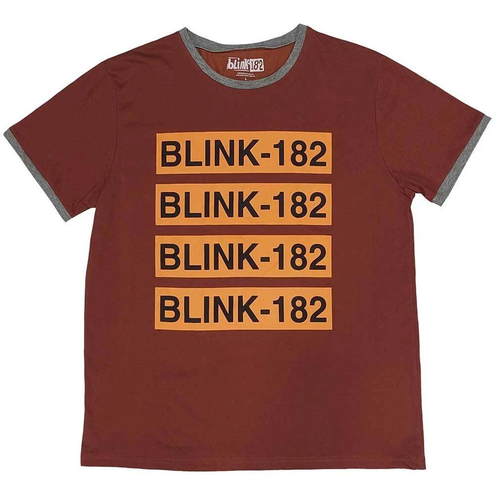 Blink 182  Logo Repeat  Red Ringer T shirt - NEW M
