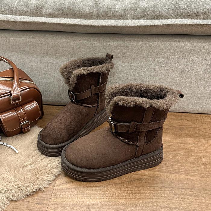 Warm Flip Plush Thick-soled Medium Tube Snow Boots for Women To Increase Their Height In Winter 2025 New Fluffy Thickened Cotton Shoes