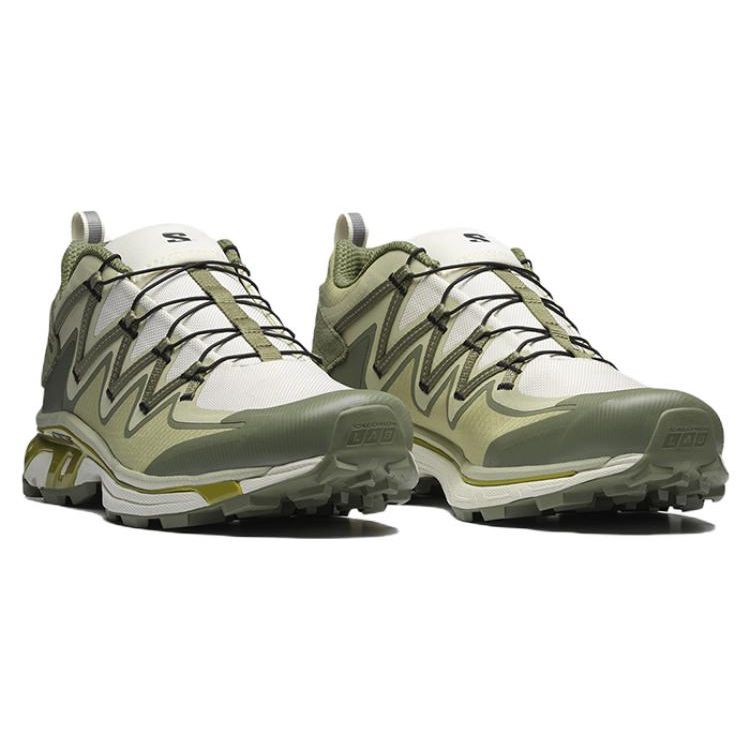 SALOMON Utility Synthetic Leather Comfortable Shock Absorbing Non-Slip Wear-Resistant Low-Top Outdoor Functional Shoes Unisex Shoes Green White 471056