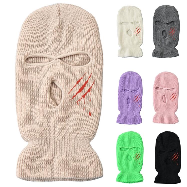 3 Hole Knitted Ski Mask Full Face Mask Balaclava Warm Thermal Outdoor Sports