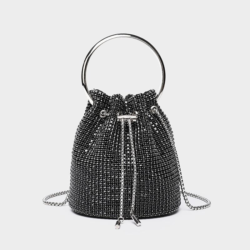 Flash diamond light luxury rhinestone bag inlaid brick women's dinner party full diamond portable bucket bag crossbody chain bag