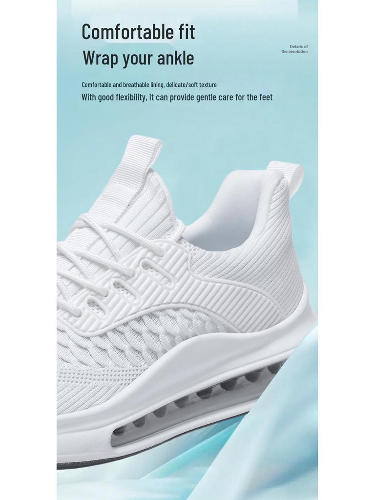 Men's Breathable Coconut Shoes: Large Size, Air Cushion, Shock Absorption, Trendy Running Sneakers.