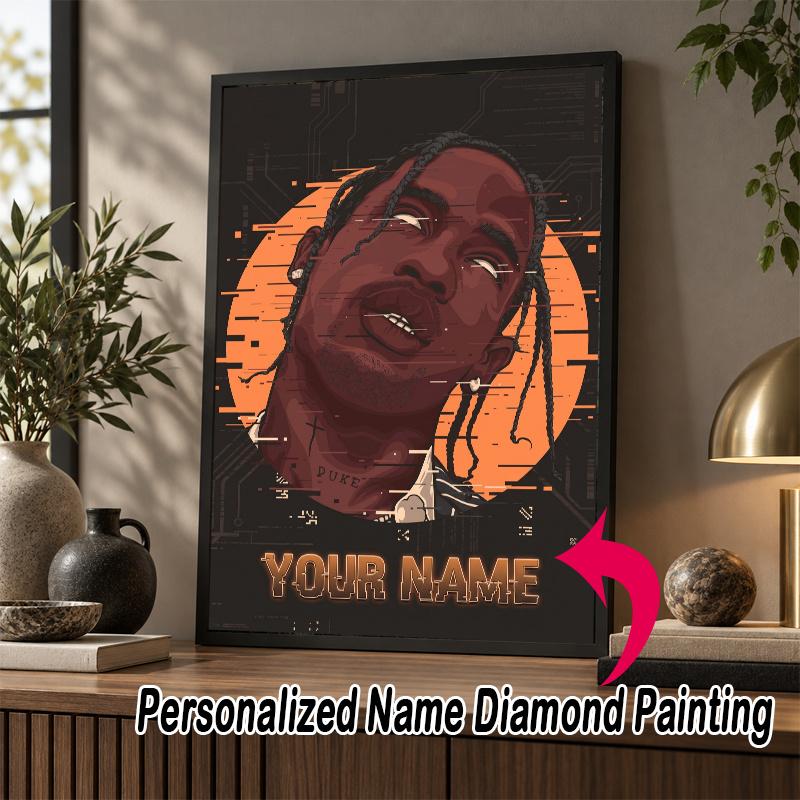 Custom Name Travis Scott 5D Diamond Painting Personalized Full Drill Diamond Art Kit Gift