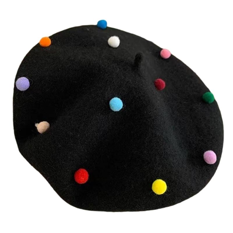 Elegant Wool Beret Hat Unisex Trendy Beret Hat Youth Fashion Hat Versatiles Hat Winter Accessory чёрный