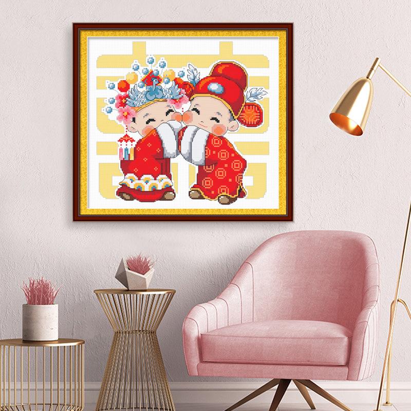 

Ручная работа Простая вышивка крестиком Пара Свадебная вышивка для декора спальни Eco Cotton 3 Strands Embroidery