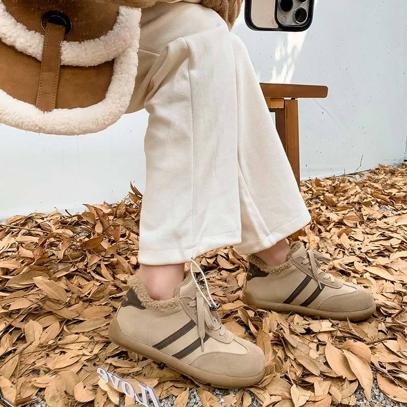 Krazing Pot Cow Skin Fur Plush Spring Autumn Summer Sneakers Flat Platform Lace Up Keep Warm Women Comfortable Casual Shoes