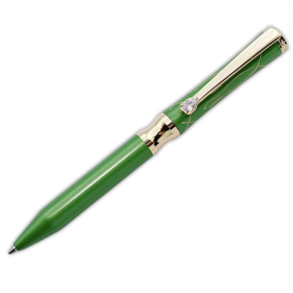 LACHIEVA LUX Popular Luxury Writing Instruments Stationery Gift Set with Swiss Crystal Premium Metal Ballpoint Pen One Black and One Green Clip,