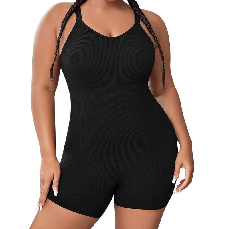 Sports Tight Fitting Abdominal Jumpsuit, Seamless Shaping, Detachable Shoulder Straps, Plus Size Sports And Fitness Jumpsuit For Women