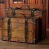 Vintage Wooden Chest, Antique Wooden Storage Trunk for Handbags, Clothes, Toys, and Photo Props (Large)