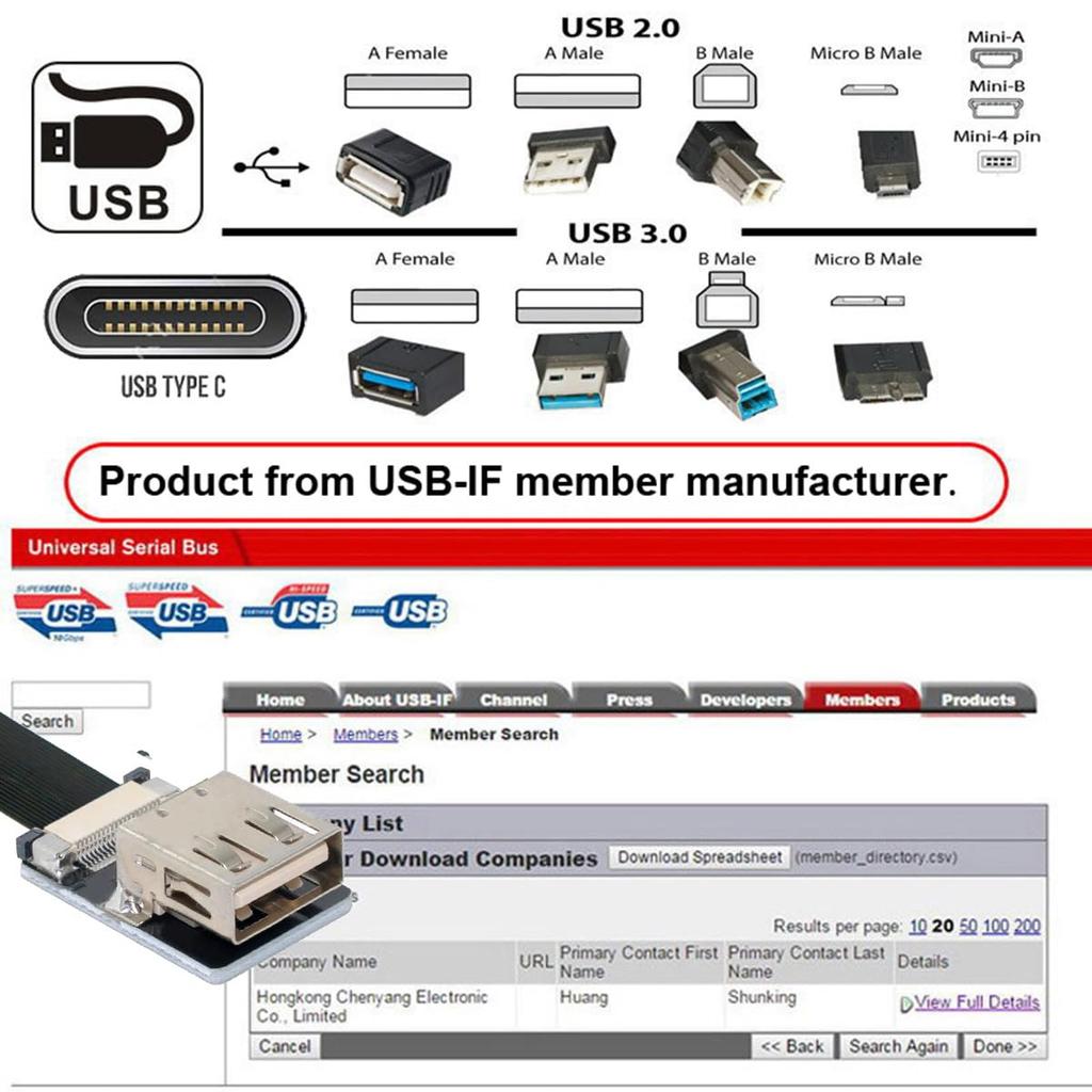 Cablecc USB Male to Female Extended Data Flat Slim FPC 200CM for and Printers 2.0 Type-A Cable, FPV, Disks, Scanners,