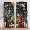 Christmas Themed Curtains Pole Bag Home Decoration Room Window Set Of 2 Made Polyester