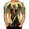 Mens 3d Angel Warrior Graphic T Shirt Golden Sword Design 3D Printed Tshirt For Men Clothes Wing Ornate Border Unisex Tee Tops