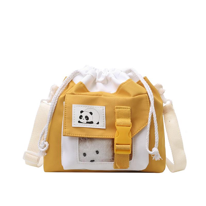 

Trendy Lightweight Panda Canvas Drawstring Bag - Large Capacity for Students & Commuting One Size жовтий