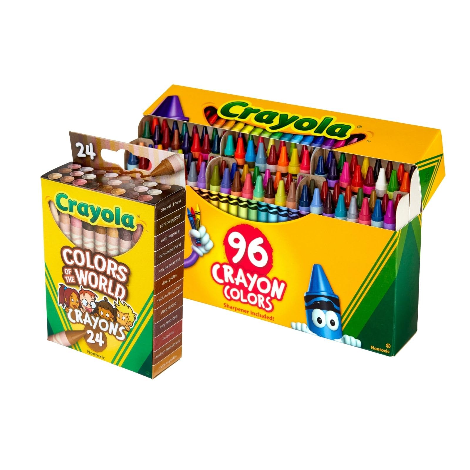 

Crayola Crayons of the World Friends of the World 24 Colors with Authentic [Amazon Exclusive] (2-Pack) Colors Colors + 96 Sharpener