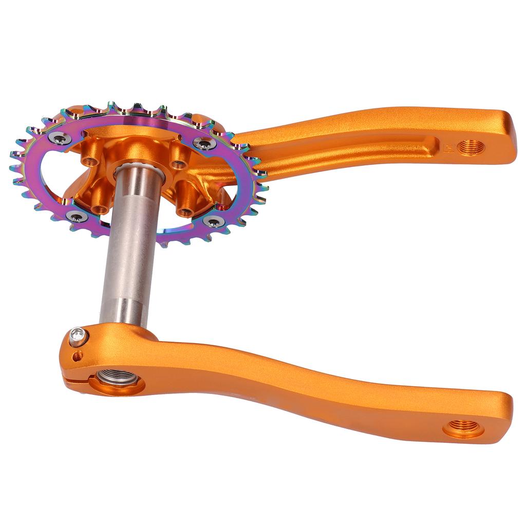 ZK‑22 Bike Crankset with Bottom Bracket 34T Single Speed Crank Set Chainwheel Aluminium AlloyGold