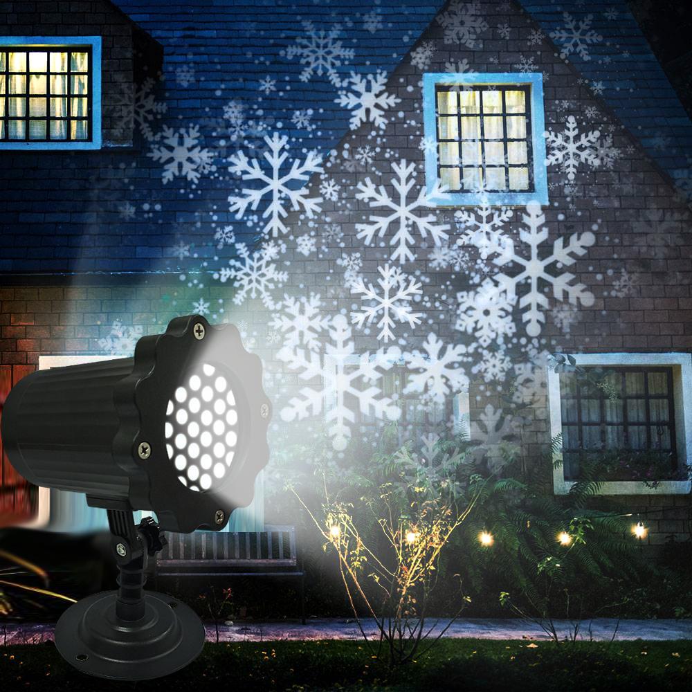 Snowflake Led Projector Light with Remote Control Outdoor Lawn Garden Christmas Stage Decoration Projection Pattern Blizzard Lamp