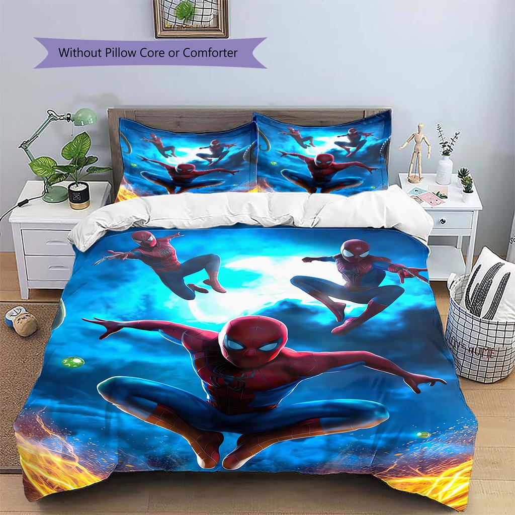 Spider-Man Superhero Series Bedroom Three-Piece Duvet Cover Bedding Set (1*Duvet Cover + 2*Pillowcase, Without Core)