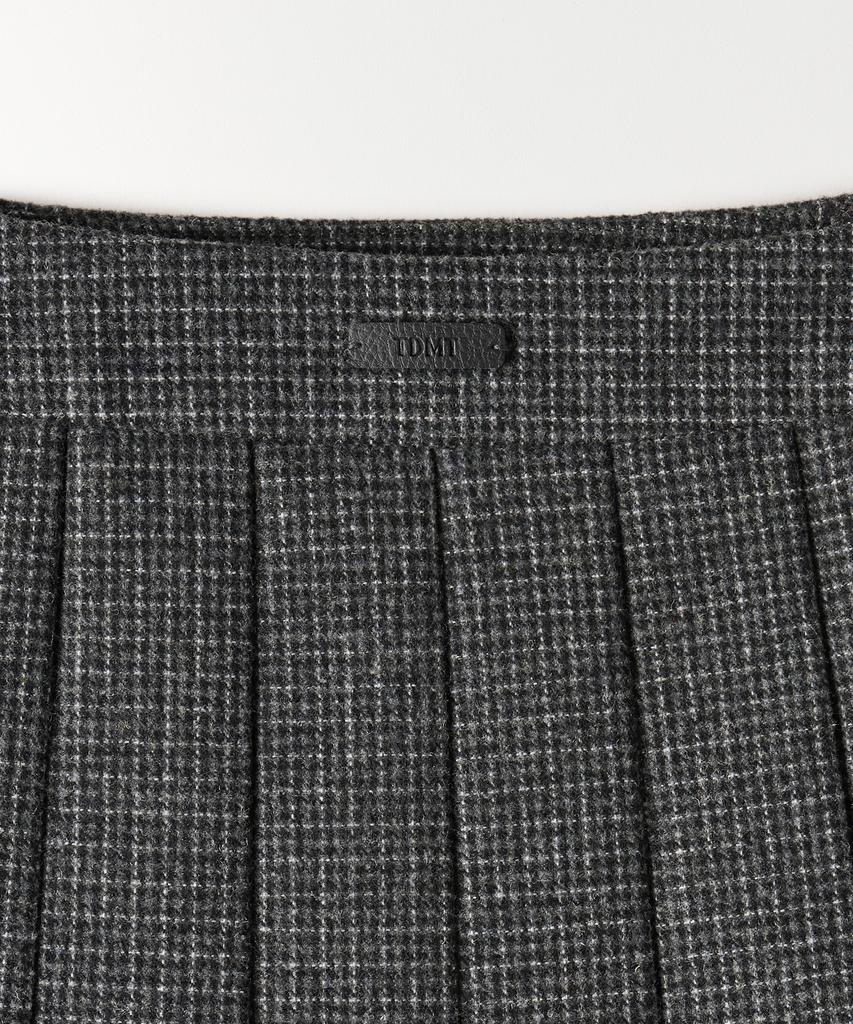 Tudument Check Pleated Midi Skirt Charcoal