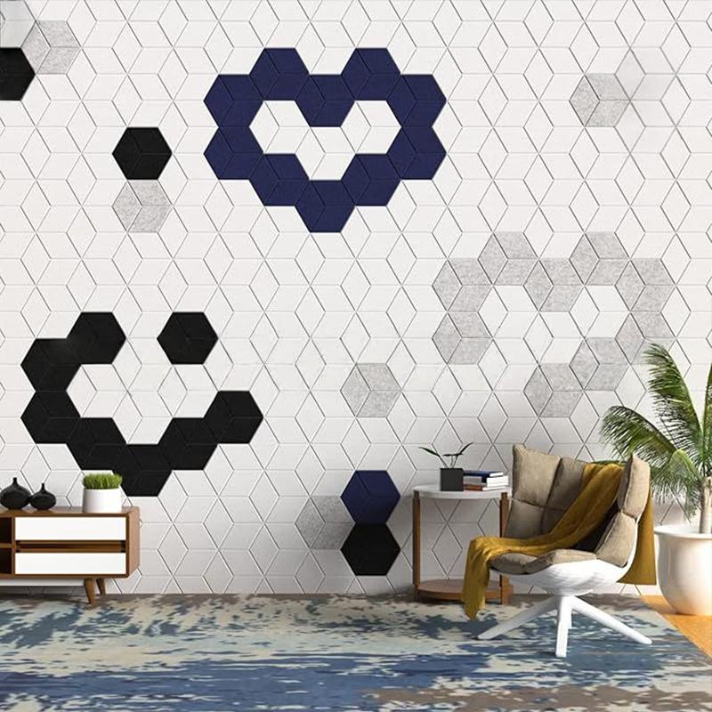 12 Stück Selbstklebende Sechseckige Akustikplatten Akustikschaumplatten Y-förmiges Design Absorbiert Geräusche Hintergrundwand Dekor