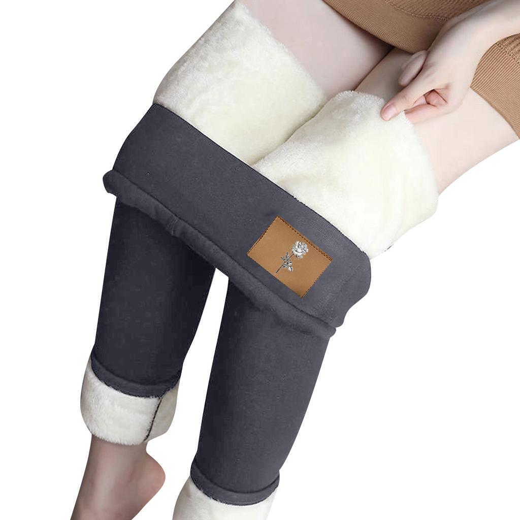 Women's Color Plus Velvet Warm Elastic Leggings High Waist Cotton Pants