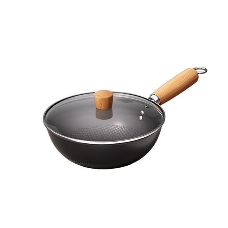 KSISE 24cm No-Coating Wrought Iron Mini Wok