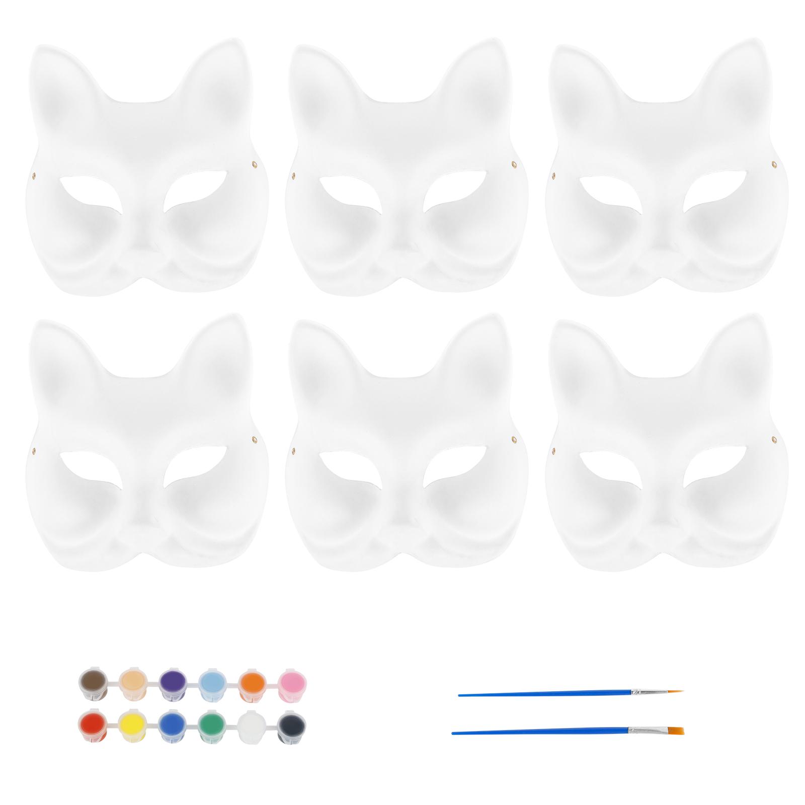 

6/32pcs Masquerade DIY Masks Set for Theme Party Creative Animal Shape Blank Masks Set Cat Face Masks Paintable Party Cosplay