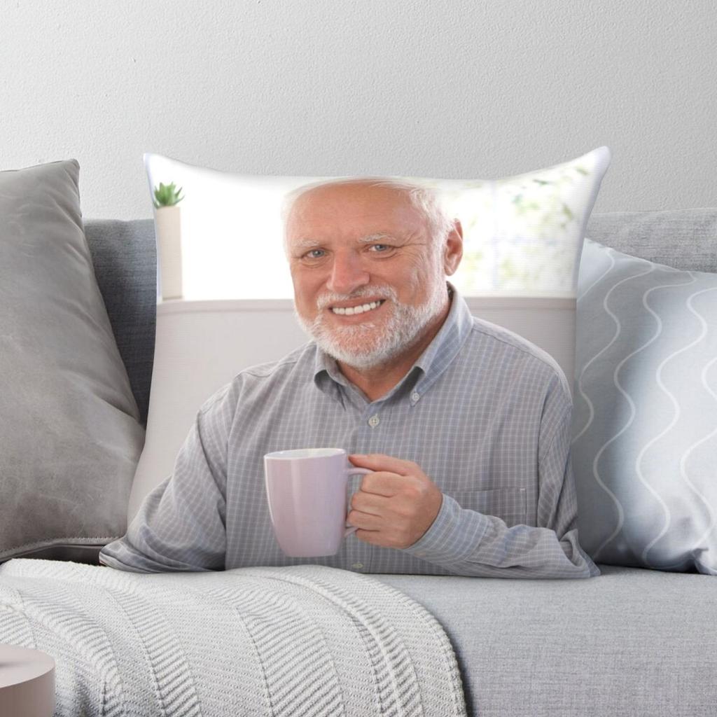 Hide The Pain Harold Meme Square Pillowcase Polyester Linen Velvet Printed Zip Decor Bed Cushion Cover