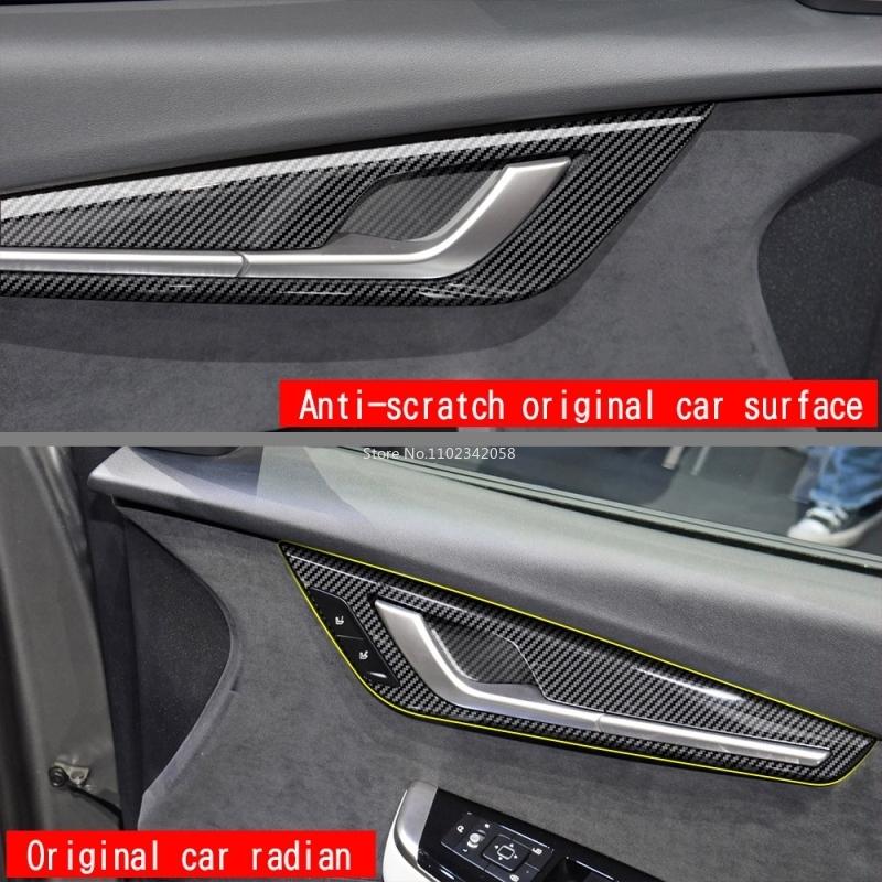 LHD RHD For KIA EV6 GT Line 202 ABS Carbon Fiber Interior Mouldings Inner Door Handle Bowl Panel Decorate Cover Accessories