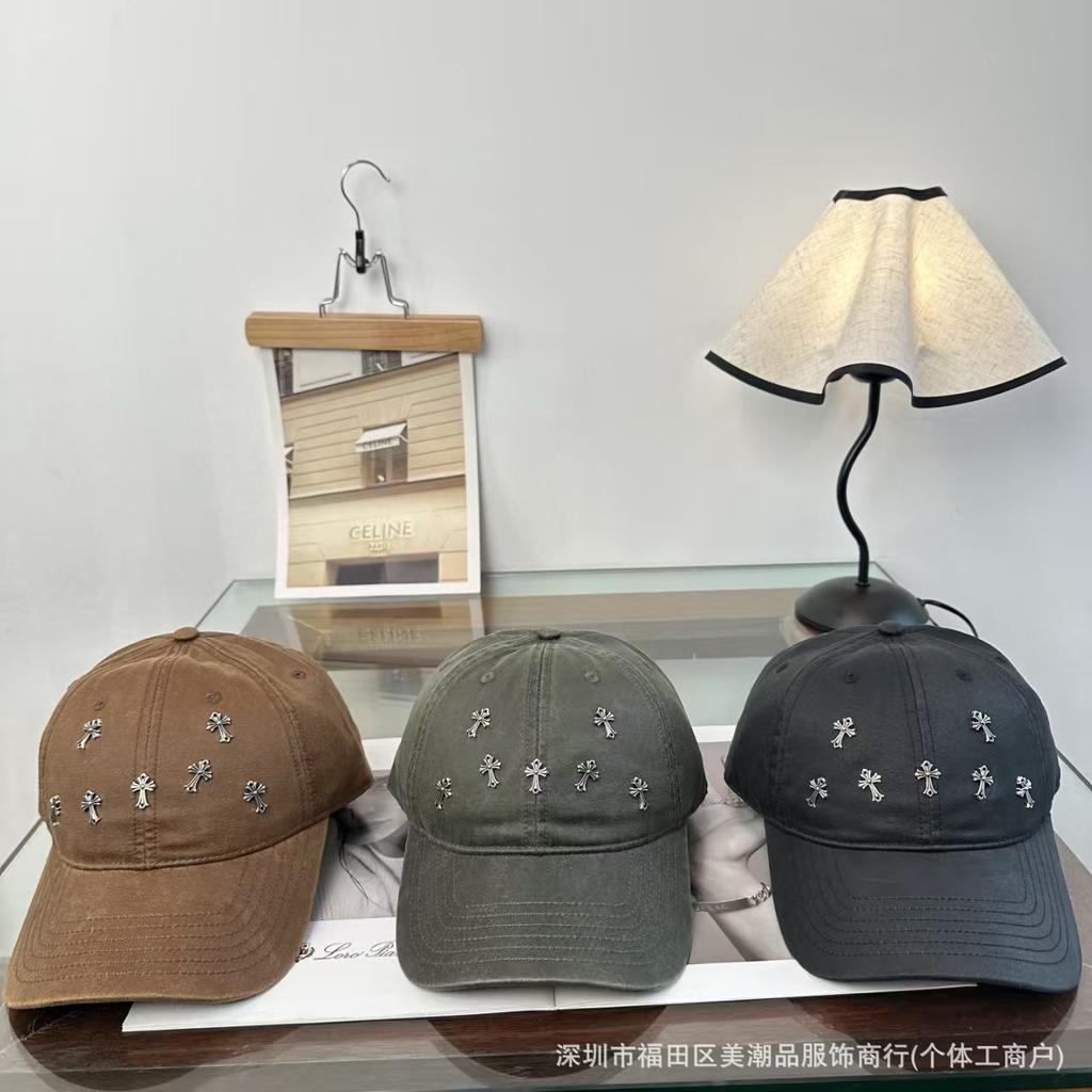 New spring and summer metal cross baseball cap versatile soft top for men and women couples personalized casual cap