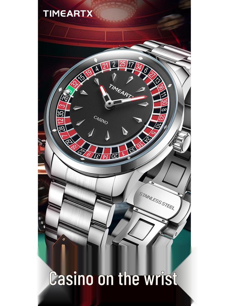 Men's Trendy Luminous Waterproof Quartz Watch with Leather Strap