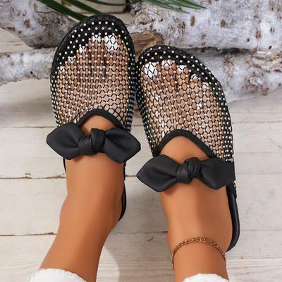 Moda Novas Pantufas Femininas Rasas Moda Verão Sandálias de Malha Malha Oca Sapatos Respiráveis Pantufas Calçados Sapatos para Mulheres Tamanho Grande 43