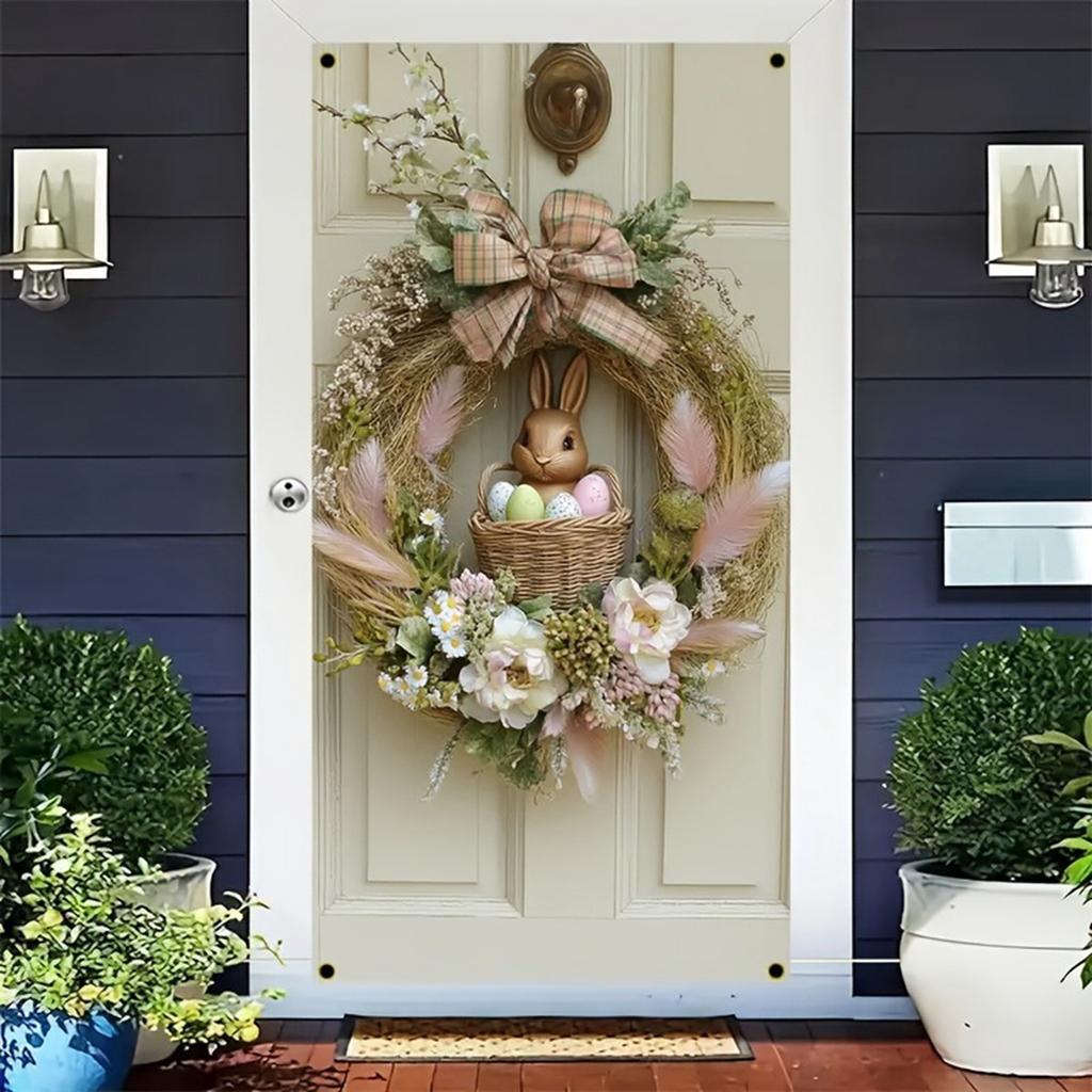 Oster-Türfahne mit Osterhase und Karottenmuster, Feiertagsdekoration, geeignet für den Eingang des Feiertagsgartens