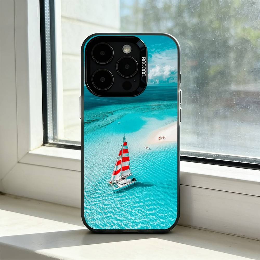 Sailing Ship B-Boat Phone Case For iPhone 17,16,15,14,13,12,11 Plus,Pro Max,XS,Colorful Silver Phone case Funda Cover