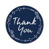 Darling Souvenir 1.6 Inches Round Rose Hand Draw Floral Wreath Black Thank You Stickers-45