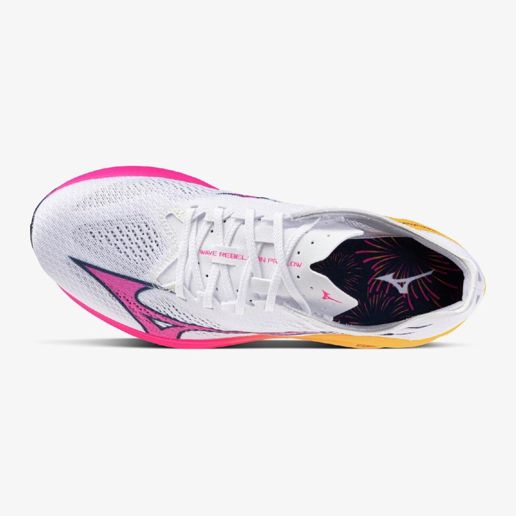 Mizuno Wave Rebellion Pro Low Running Size 2E Shoes, White/Pink/Orange, 26.5 cm,
