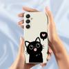 For Samsung Galaxy A16 5G/4G Case Love Black Cat Pattern Printing Straight Edge TPU Phone Back Cover